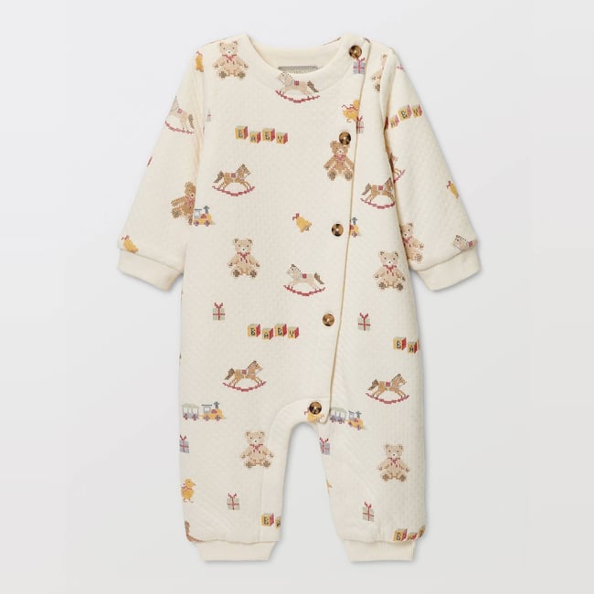 Combinaison longue imprimée en coton naturel <span itemprop=