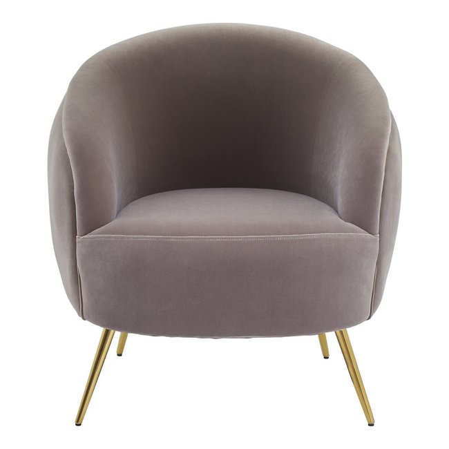 Mink Velvet Manhattan Armchair with Stainless Steel Legs, brown, SO'HOME