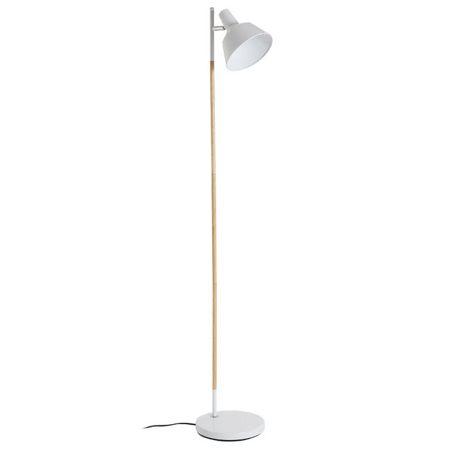 Scandi Style Slimline Floor Lamp in Wood, white, SO'HOME
