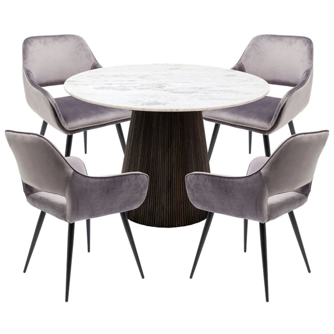 Ensemble table et 4 chaises, GLENN Couleur gris <span itemprop=