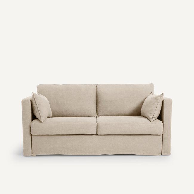 Sofá cama lino grueso stonewashed, Néo Kinkajou natural <span itemprop=