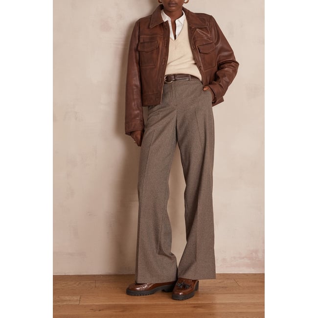 Pantalon large FERGUSON à carreaux gris <span itemprop=