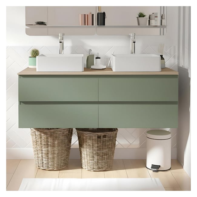 Ensemble double vasque suspendu avec vasques et robinets 120 cm SORRENTO - MOB IN