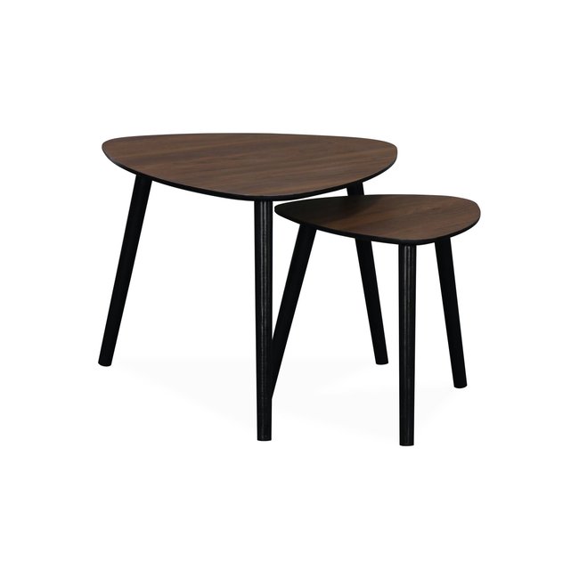 Tables gigognes scandinaves décor bois LENA Couleur noyer <span itemprop=
