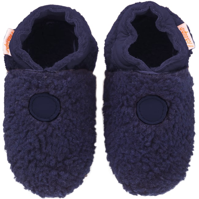 Chaussons bébé cuir souple Bouclettes bleu <span itemprop=