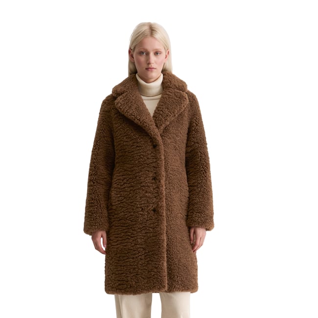 Manteau Teddy relaxed en polyester recyclé marron clair <span itemprop=