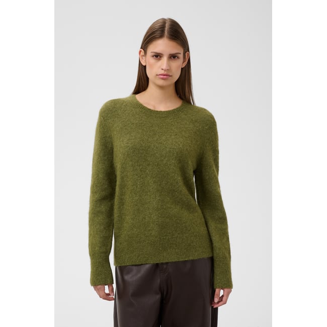 Pullover tricoté vert loden green melange <span itemprop=