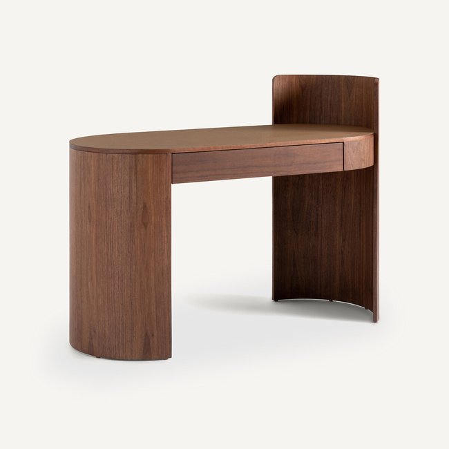Bureau noyer/cuir, Abbas Couleur noyer <span itemprop=