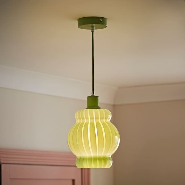 Toffee Stripe Glass Pendant Light, green, SO'HOME