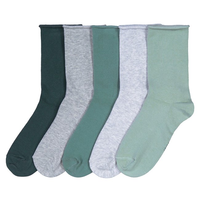 Set van 5 paar effen sokken <span itemprop=