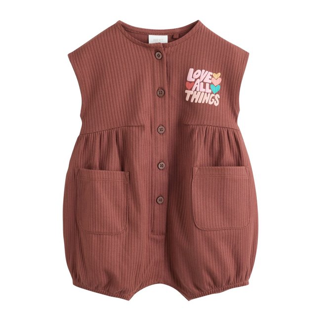 Barboteuse bébé à boutons brown seminal imprimé <span itemprop=