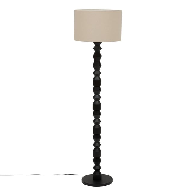 Lampadaire cylindrique en hévéa YULIA Couleur noir <span itemprop=