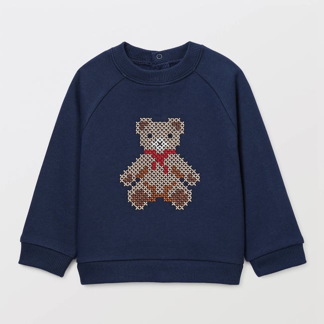 Sweat brodé en coton BIO GOTS marine <span itemprop=
