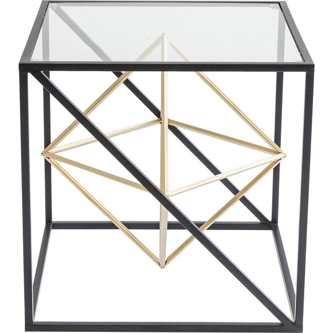 Table d'appoint en verre et acier, PRISMA Couleur noir <span itemprop=