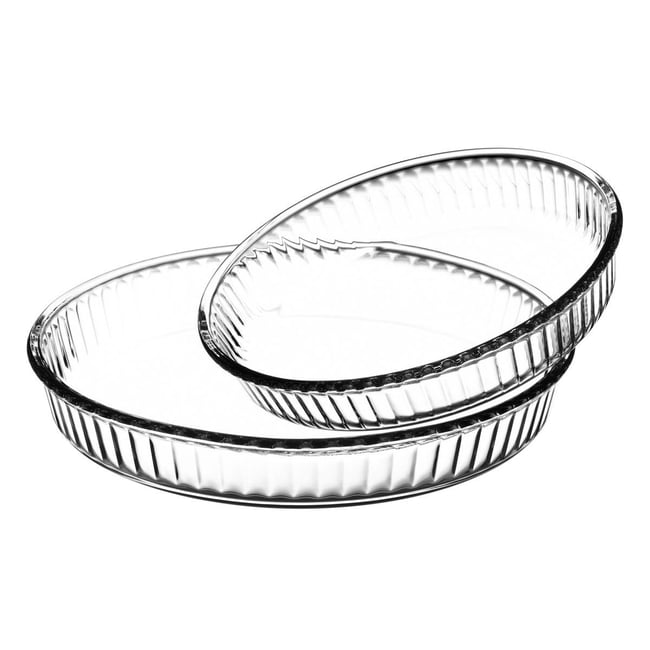 Lot de 2 plats à tarte 26/32cm en verre, CRISTAL transparent <span itemprop=