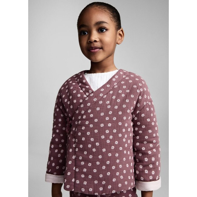 Veste en imprimé floral grenat <span itemprop=