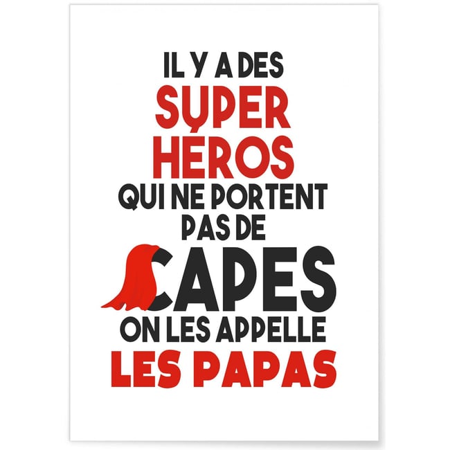 Affiche 'Papas Super Héros' Couleur blanc <span itemprop=