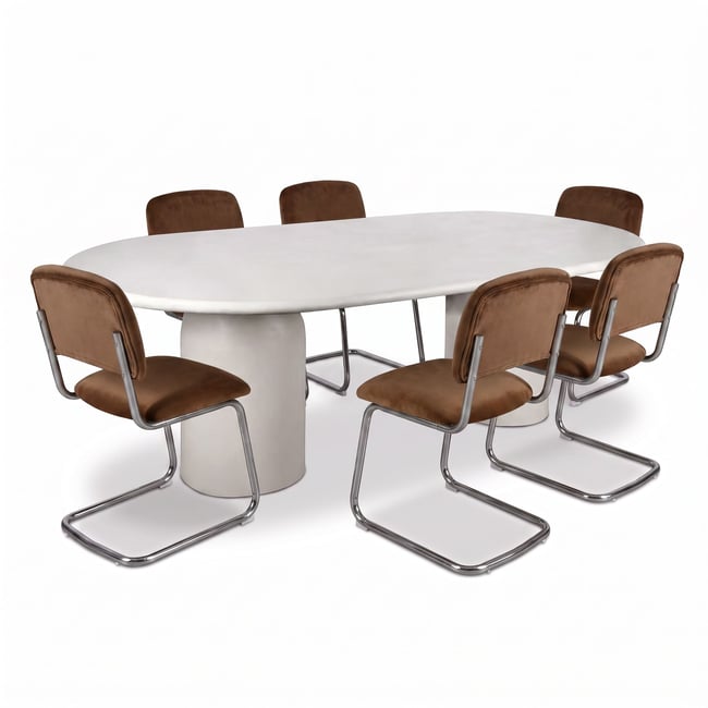 Table ovale effet béton 220cm avec 6 chaises feline Now's Home | La Redoute