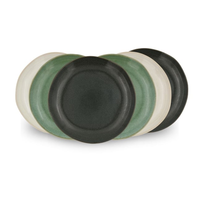 Lot de 6 grandes assiettes, MILA Couleur vert <span itemprop=