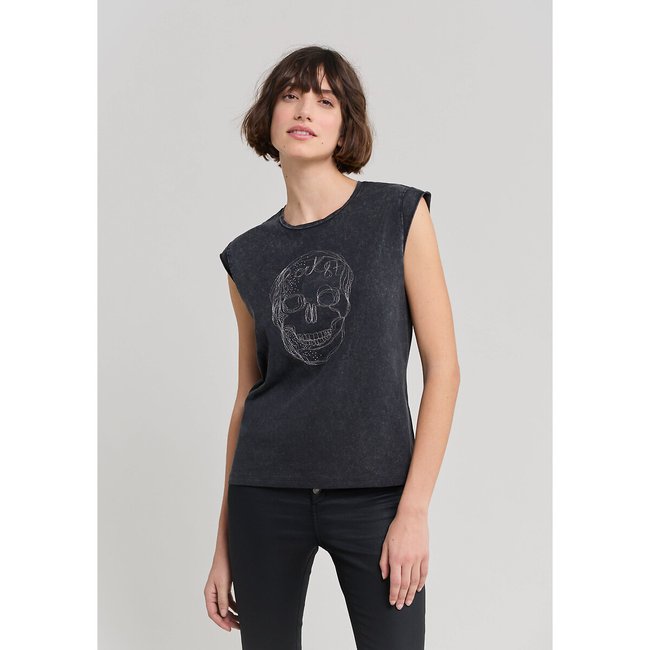 T-shirt senza maniche girocollo antracite IKKS
