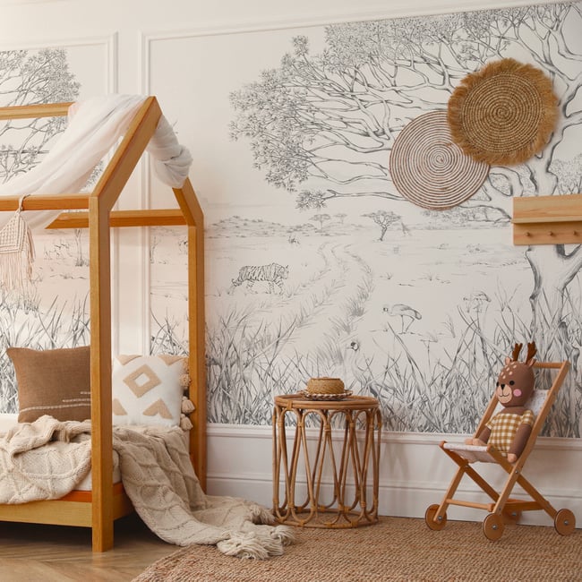 Papier peint panoramique Tanzanie, Gris 450 x 250cm - ACTE DECO