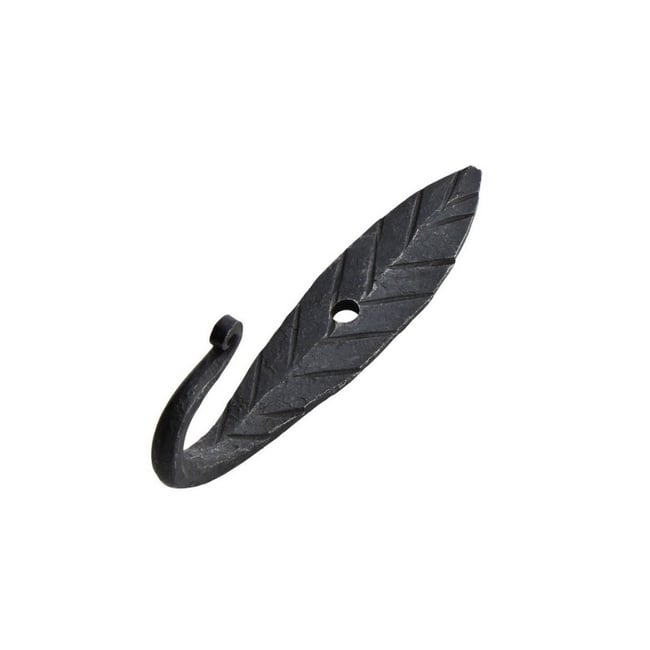 Patère feuille fer forgé Couleur noir <span itemprop=