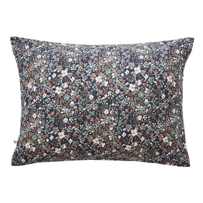 Taie d'oreiller gaze coton Capucine bleu nuit <span itemprop=