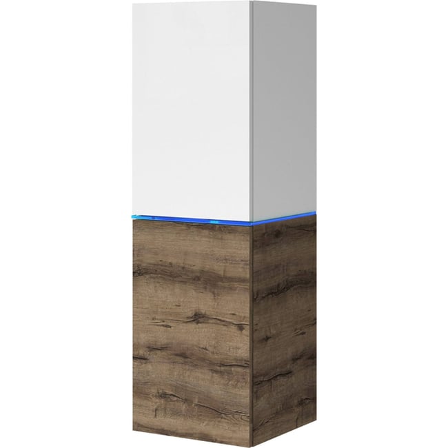 Vitrine murale bois avec éclairage LED Couleur blanc mat, blanc brillant et chêne monastery <span itemprop=