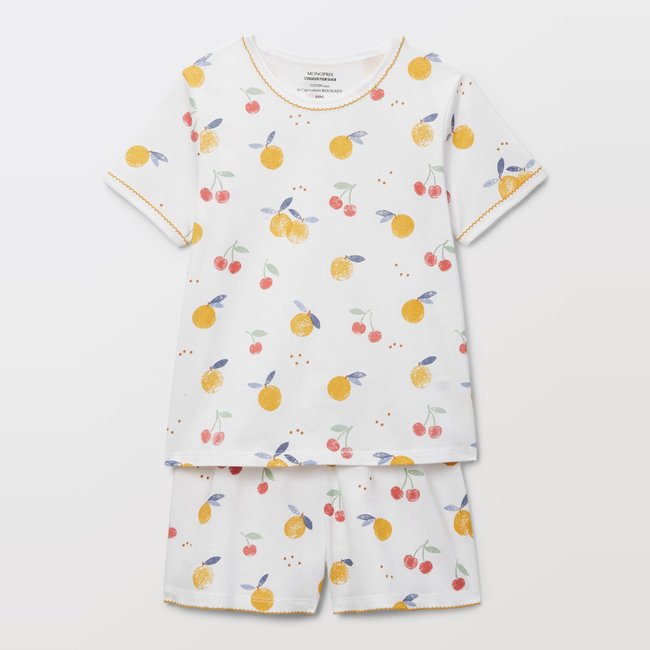 Lot de 2 pyjamas shorts imprimé en jersey coton BIO GOTS amaretti <span itemprop=