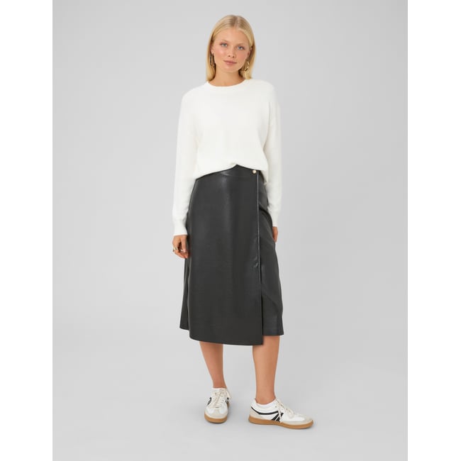 Jupe portefeuille midi noir <span itemprop=
