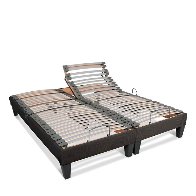 Jeu de 2 sommiers électriques AMIRAL | Lattes Couleur gris <span itemprop=