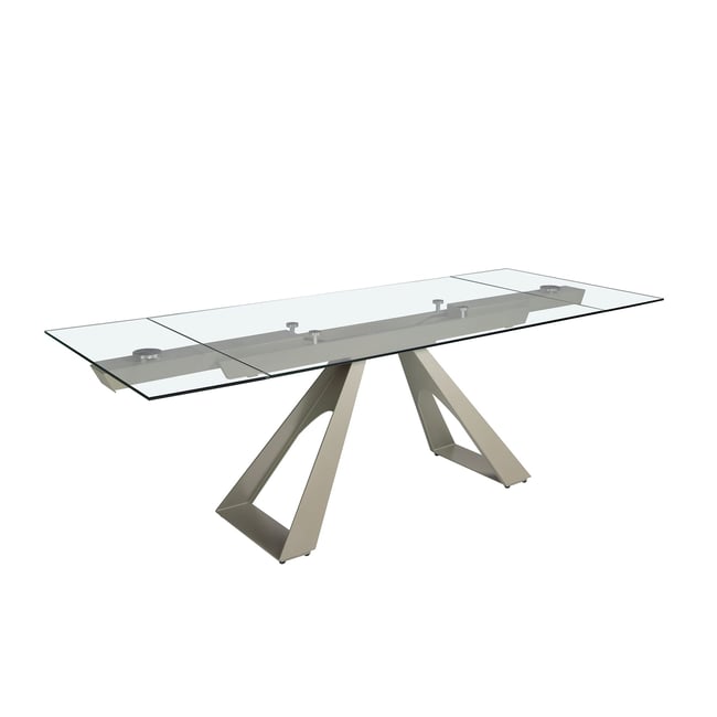 Table à manger rectangulaire verre trempé Couleur crystal | gris taupe <span itemprop=