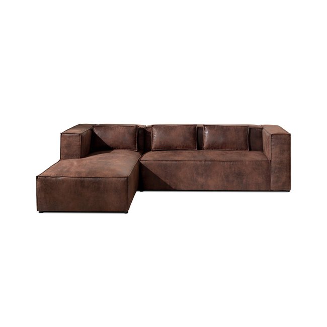 Canapé d'Angle gauche en Microfibre 4 places - STELLA Couleur marron <span itemprop=
