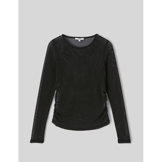 T-shirt manches longues pailleté noir <span itemprop=