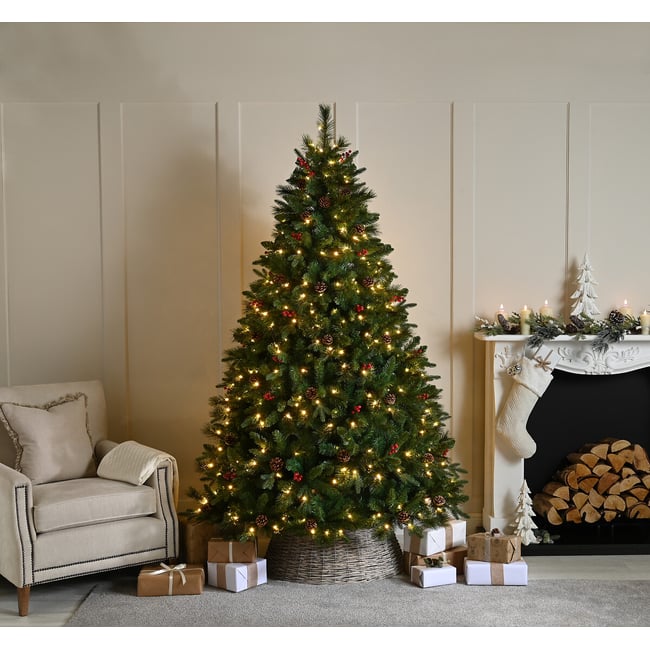 180cm Ben Nevis Pine Christmas Tree with LED Lights, green, SO'HOME