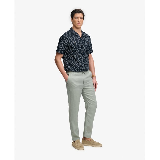 Pantalon en Lin Merchant vert baie <span itemprop=