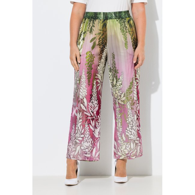 Pantalon motif à fleurs blanc neige <span itemprop=