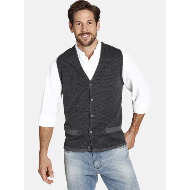 Gilet Homme En Maille Coton Jan Vanderstorm Norander - Coupe +Fit Pour Grande Taille, Fermeture éclair - 6