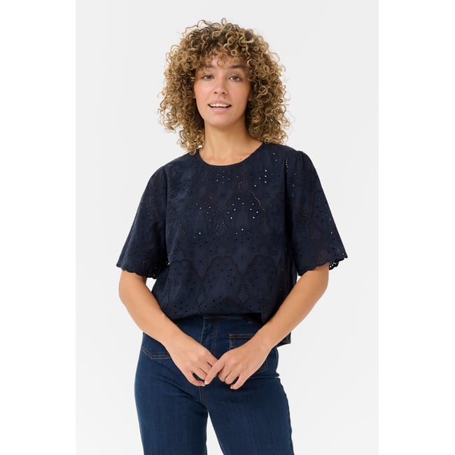 Blouse with short sleeve bleu navy blazer <span itemprop=