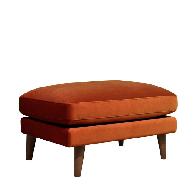 Pouf en velours pieds bois foncé - VILLABON - DRAWER