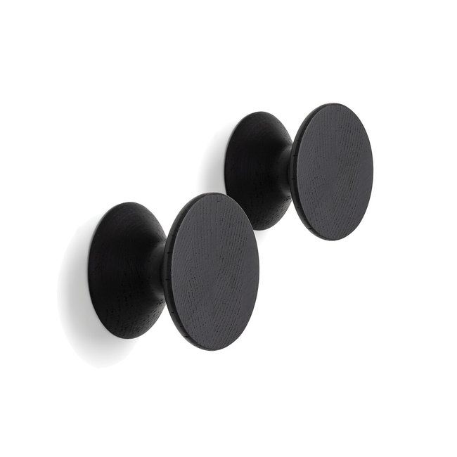 Set di 2 appendiabiti in rovere massello ø 8 cm, Arame nero AM.PM