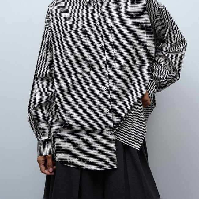 Chemise imprimé avec manches longues en BIO GOTS amaretti <span itemprop=