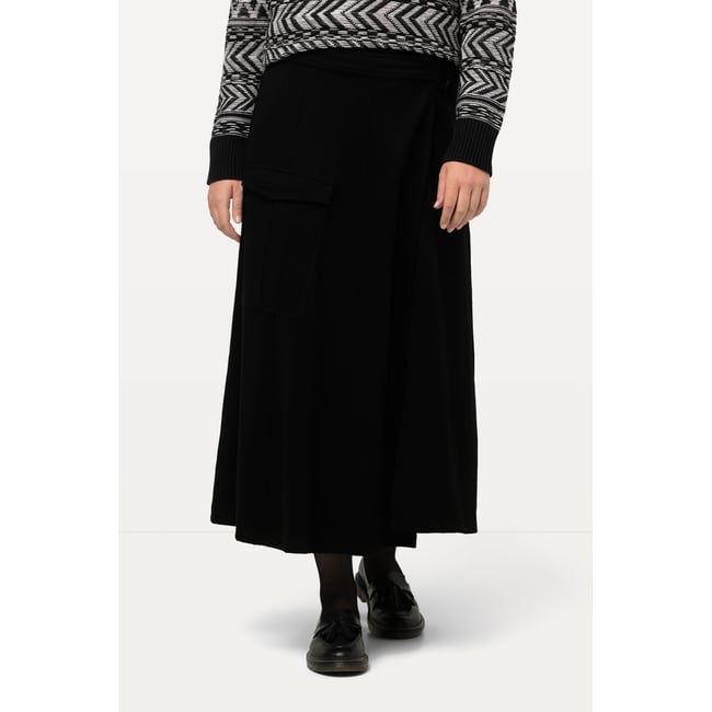 Jupe portefeuille en jersey Point de Rome noir <span itemprop=