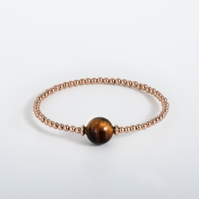 Bracelet Tango - Tiger's eye - (M), rose gold, LILIFLO