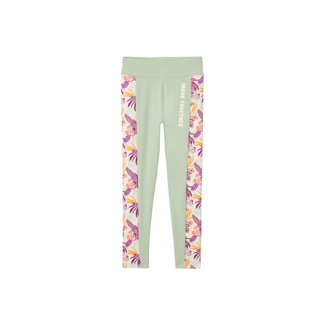 Legging technique sport bandes côtés imprimées vert sauge <span itemprop=