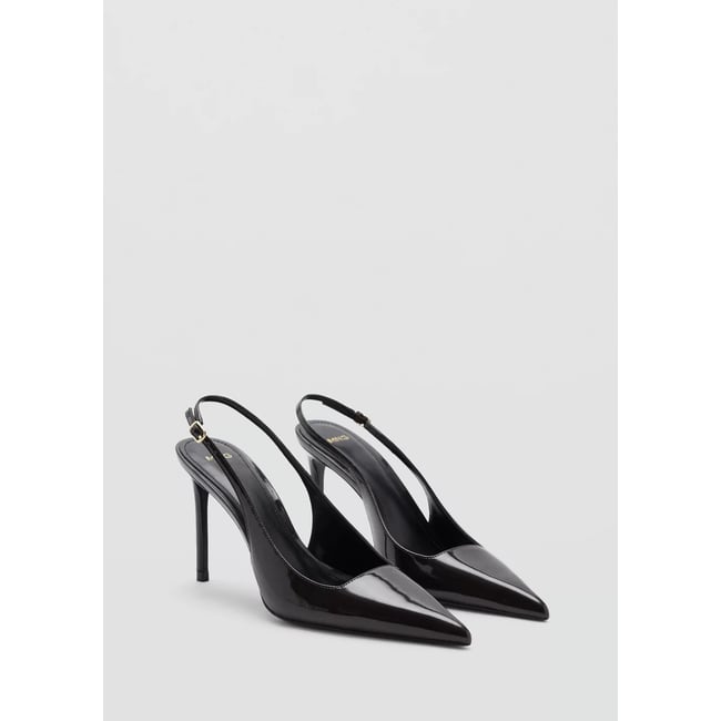 Chaussures à talon en cuir vernis gris <span itemprop=