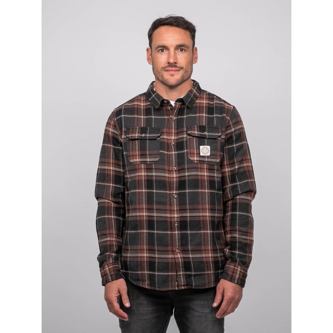 Chemise Manches Longues Carreaux Torilou marron <span itemprop=