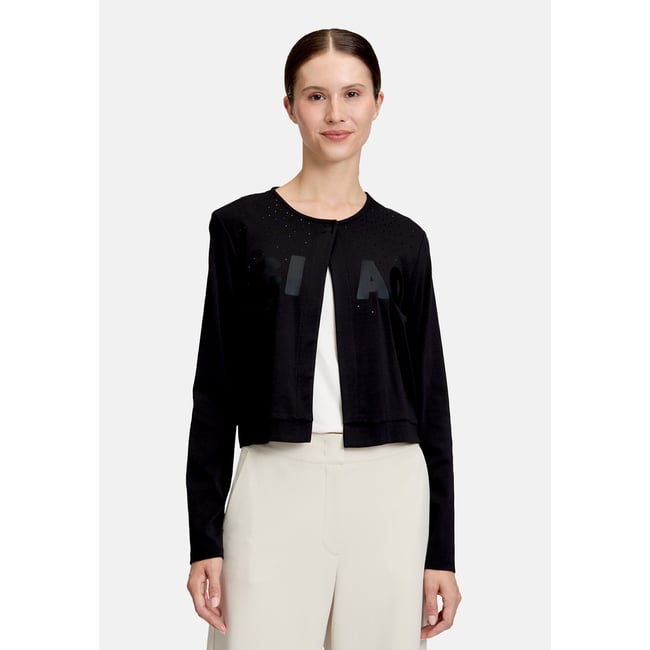 Cardigan façon t-shirt à encolure ronde noir <span itemprop=