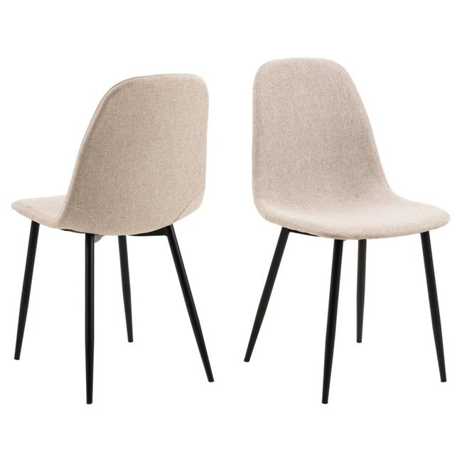 Lot de 4 chaises de salle à manger en tissu avec pieds en acier CLELIA Couleur beige <span itemprop=