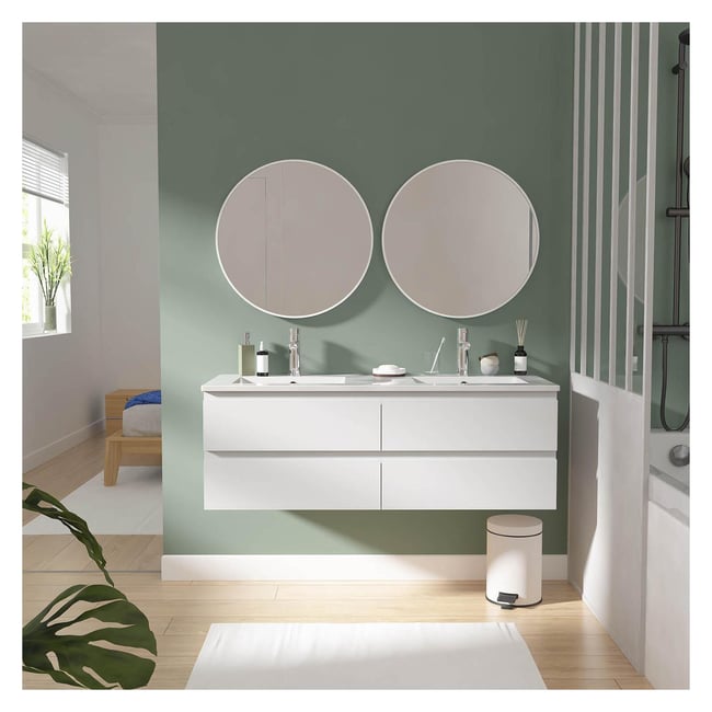 Meuble double vasque suspendu avec plan céramique 120cm SORRENTO - MOB IN